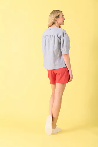 Model wearing Navy Stripe Windsor Shirt By Charlie Jane Available at Beetees Nelson